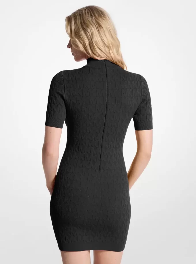 Logo Jacquard Knit Mock Neck Dress Logo Jacquard Knit Mock Neck Dress