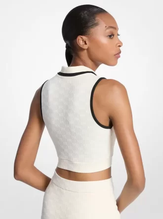 Logo Jacquard Knit Tech Cropped Top