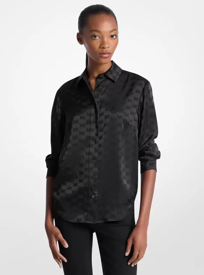 Logo Jacquard Satin Shirt Logo Jacquard Satin Shirt