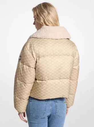 Logo Print and Sherpa Puffer Jacket