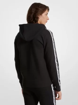 Logo Tape Cotton Blend Zip-Up Hoodie