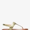 Mandy Metallic Leather T-Strap Sandal