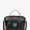 Manhattan Medium Contrast-Trim Leather Satchel Manhattan Medium Contrast-Trim Leather Satchel