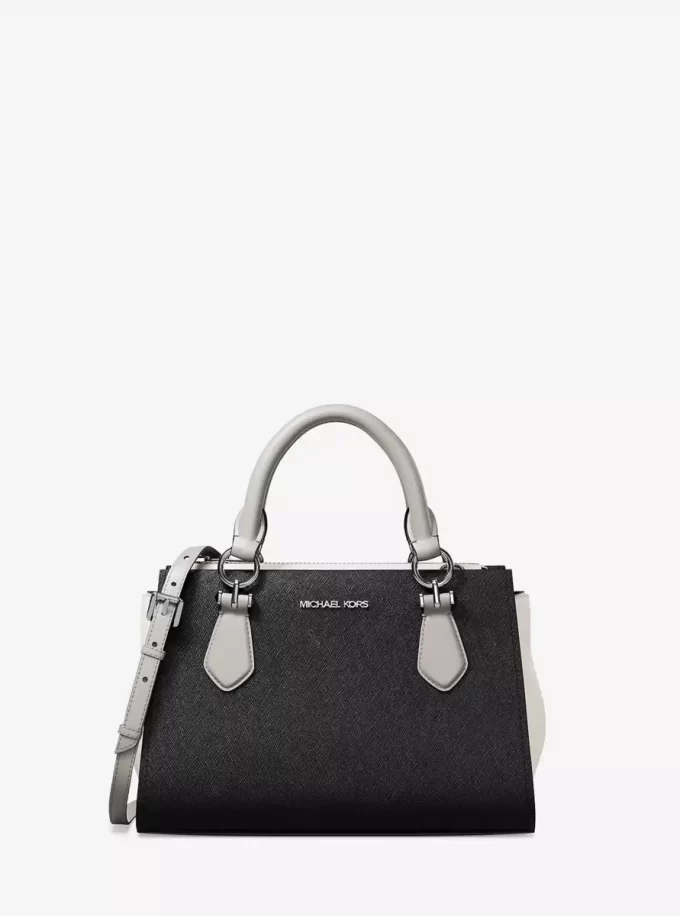 Marilyn Small Color-Block Saffiano Leather Messenger Bag