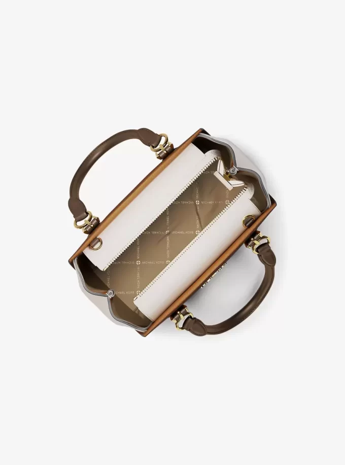 Marilyn Small Color-Block Saffiano Leather Messenger Bag