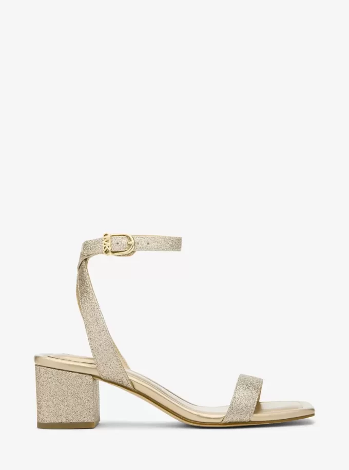 Merriam Glitter-Embellished Leather Sandal