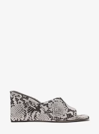 Merriam Snake Embossed Leather Wedge Sandal