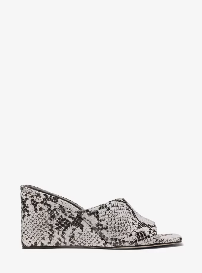 Merriam Snake Embossed Leather Wedge Sandal Merriam Snake Embossed Leather Wedge Sandal