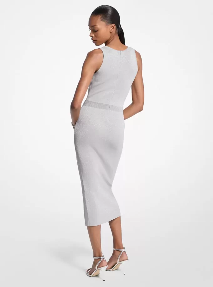 Metallic Knit Midi Tank Dress