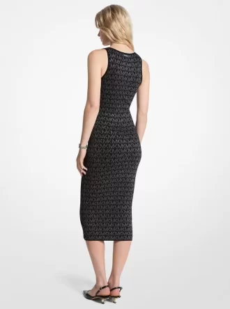 Metallic Logo Jacquard Midi Dress