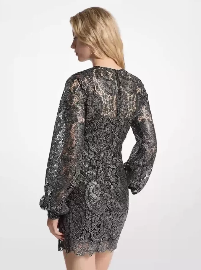 Metallic Paisley Lace Mini Dress Metallic Paisley Lace Mini Dress