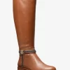 Mindy Leather and Signature Logo Trim Wide Calf Boot Mindy Leather and Signature Logo Trim Wide Calf Boot