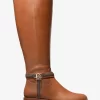 Mindy Leather and Signature Logo Trim Wide Calf Boot Mindy Leather and Signature Logo Trim Wide Calf Boot