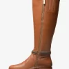 Mindy Leather and Signature Logo Trim Wide Calf Boot Mindy Leather and Signature Logo Trim Wide Calf Boot