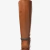 Mindy Leather and Signature Logo Trim Wide Calf Boot Mindy Leather and Signature Logo Trim Wide Calf Boot
