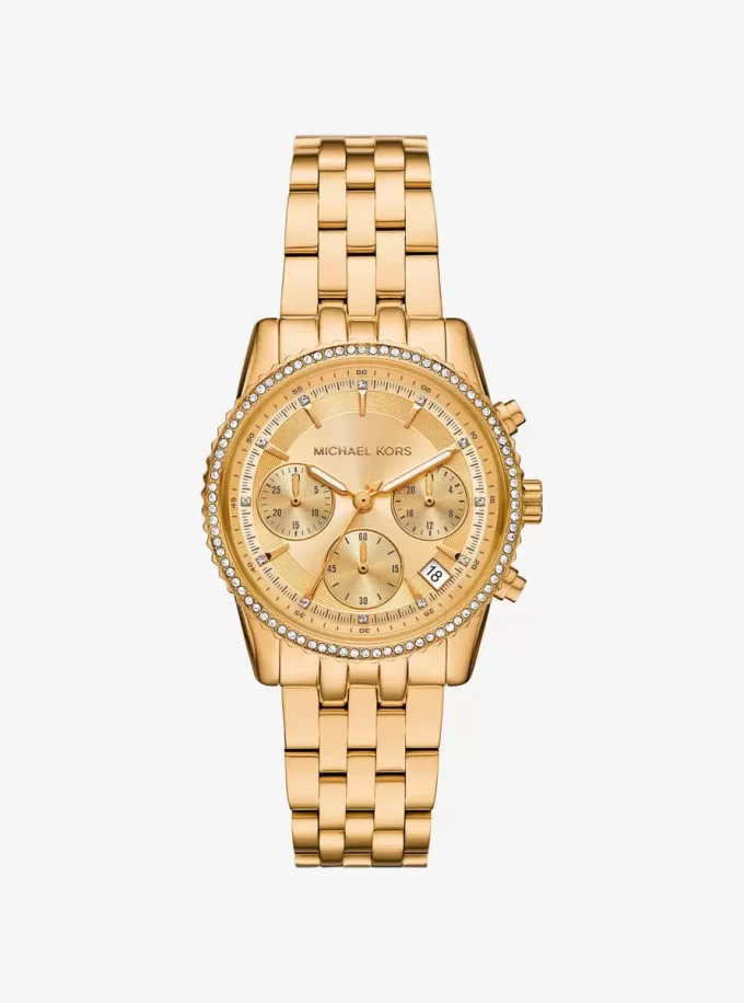 Mini Bryant Pavé Gold-Tone Watch