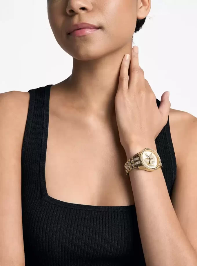 Mini Bryant Pavé Logo Gold-Tone Watch Mini Bryant Pavé Logo Gold-Tone Watch