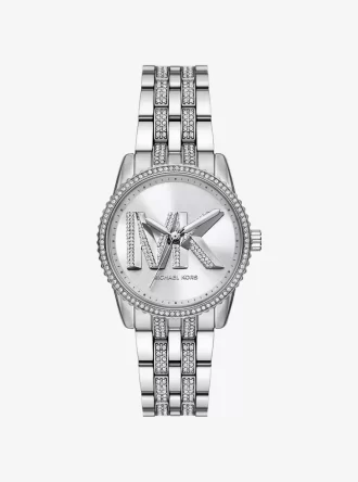 Mini Bryant Pavé Logo Silver-Tone Watch