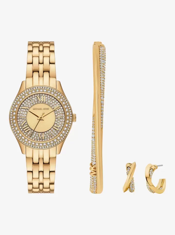 Mini Harlowe Pavé Gold-Tone Watch and Jewelry Set Mini Harlowe Pavé Gold-Tone Watch and Jewelry Set