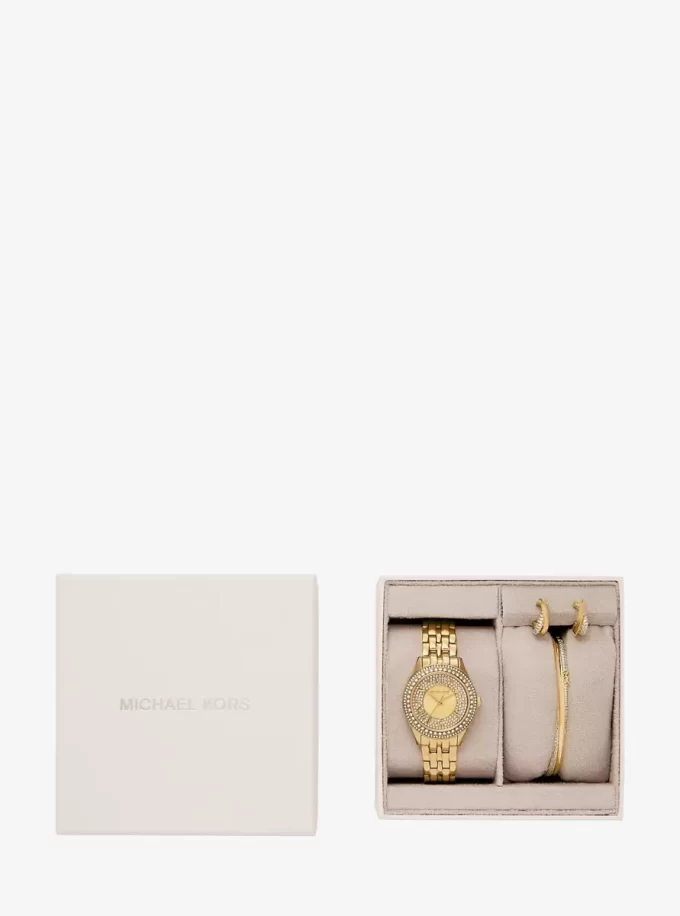 Mini Harlowe Pavé Gold-Tone Watch and Jewelry Set Mini Harlowe Pavé Gold-Tone Watch and Jewelry Set