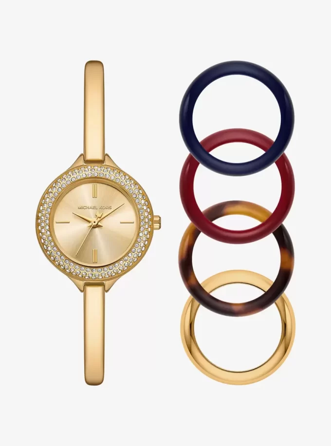 Mini Izzy Pavé Gold-Tone Watch and Interchangeable Bezel Set Mini Izzy Pavé Gold-Tone Watch and Interchangeable Bezel Set