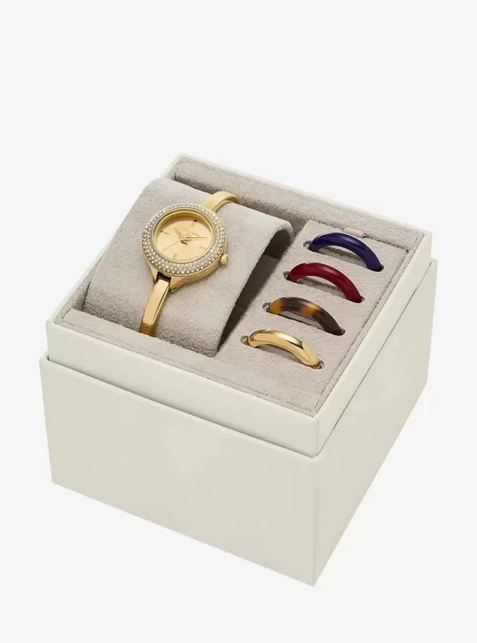 Mini Izzy Pavé Gold-Tone Watch and Interchangeable Bezel Set Mini Izzy Pavé Gold-Tone Watch and Interchangeable Bezel Set