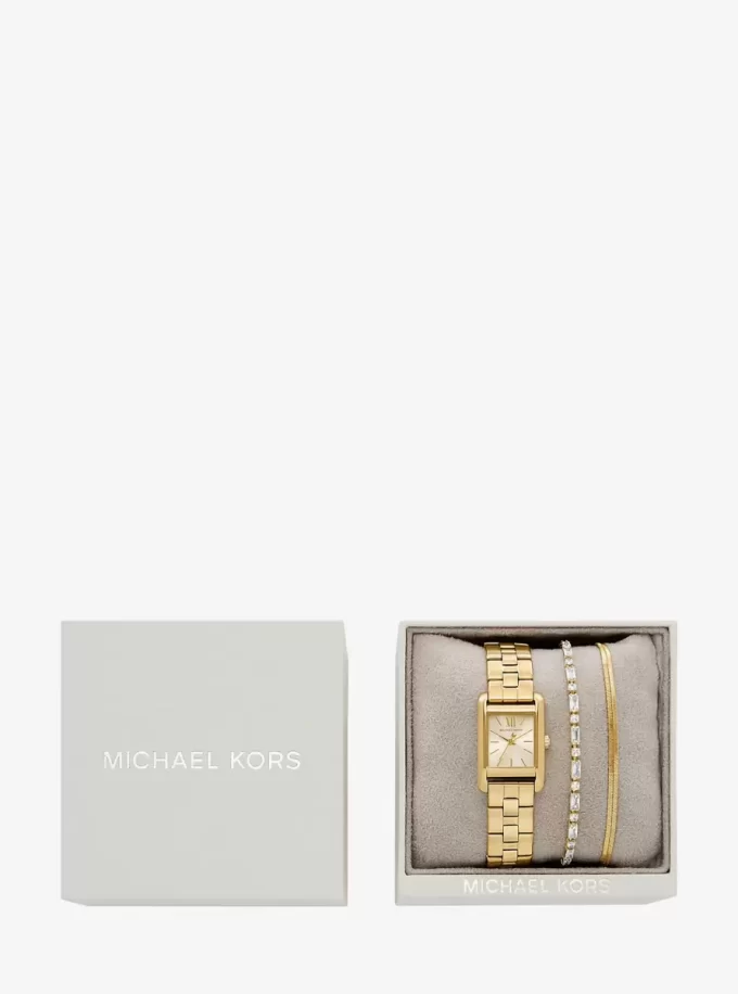 Mini Monroe Gold-Tone Watch and Jewelry Gift Set