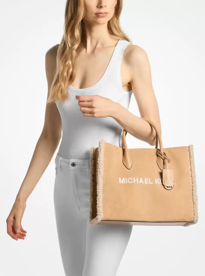 Mirella Medium Suede and Faux Shearling Tote Bag Mirella Medium Suede and Faux Shearling Tote Bag