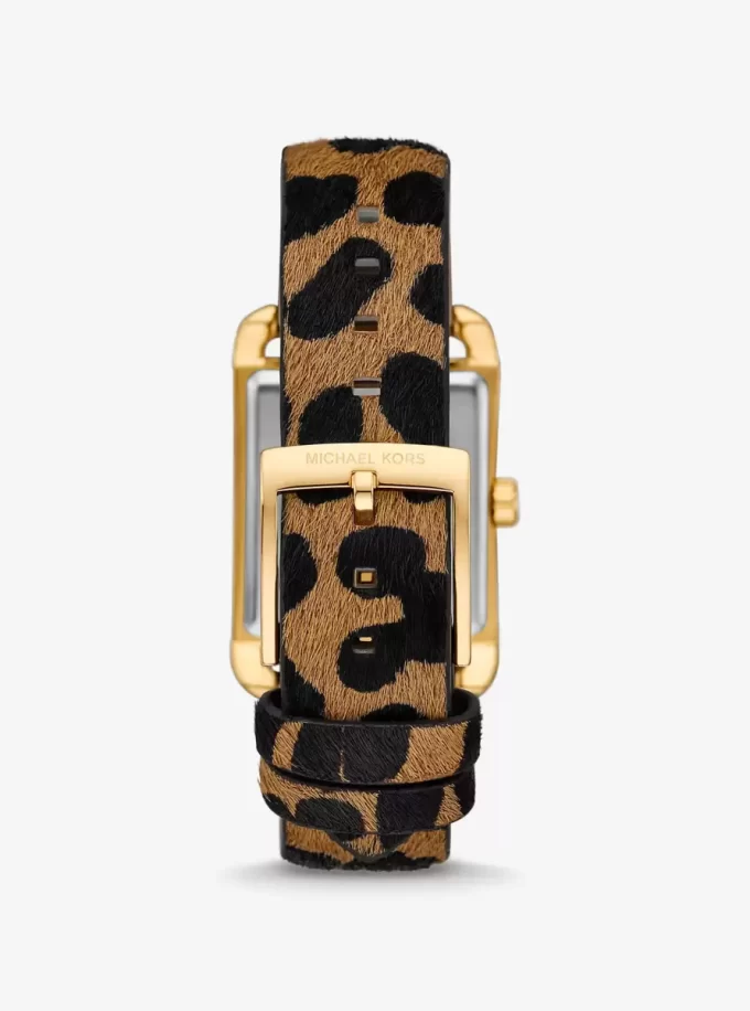 Monroe Gold-Tone and Leopard Print Calf Hair Watch Monroe Gold-Tone and Leopard Print Calf Hair Watch
