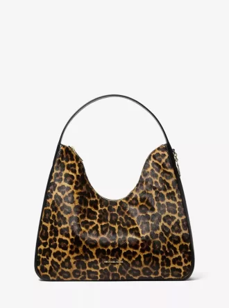 Nayla Medium Leopard Print Calf Hair Shoulder Bag
