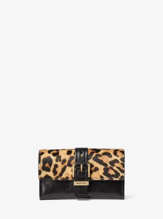 Nolita Medium Leopard Print Calf Hair and Leather Tri-Fold Wallet Nolita Medium Leopard Print Calf Hair and Leather Tri-Fold Wallet