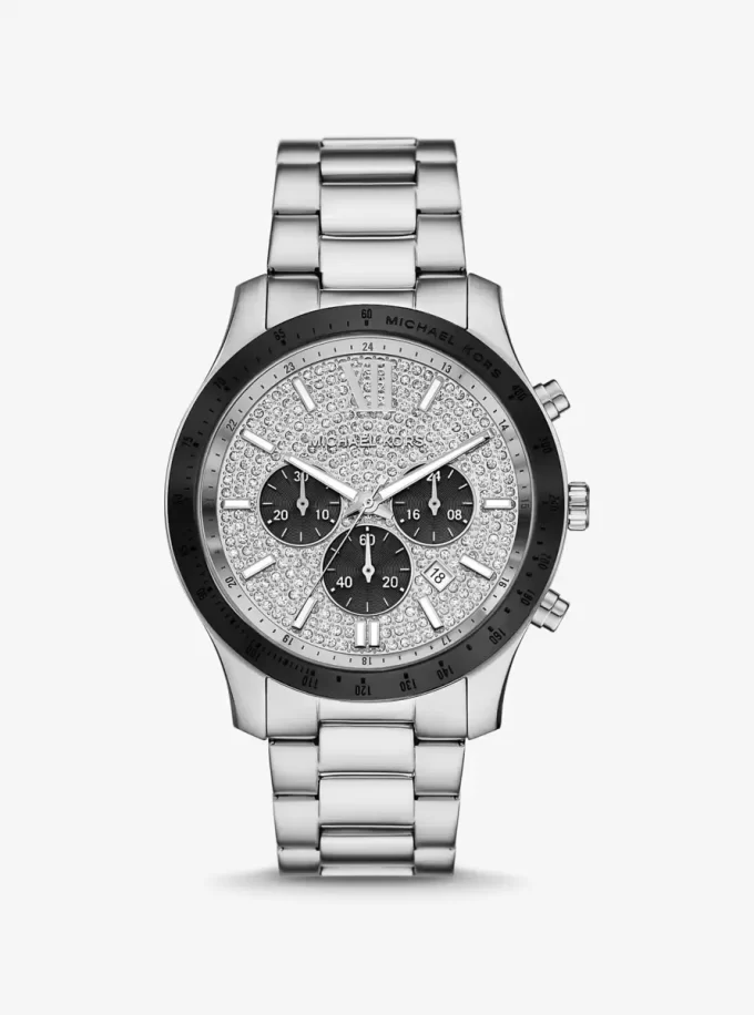Oversized Berkley Pavé Silver-Tone Watch Oversized Berkley Pavé Silver-Tone Watch