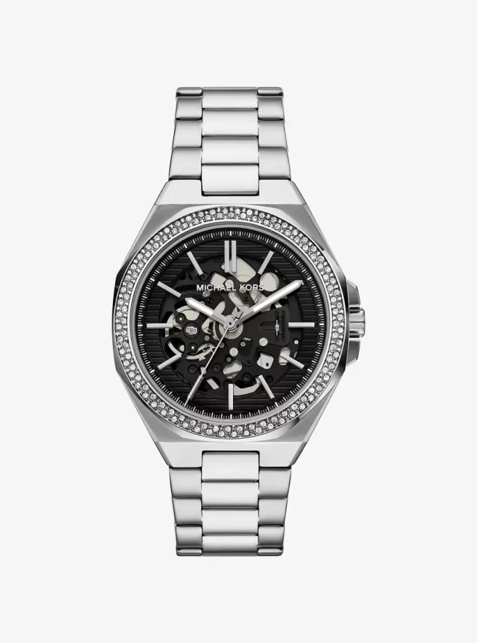 Oversized Callum Pavé Silver-Tone Watch