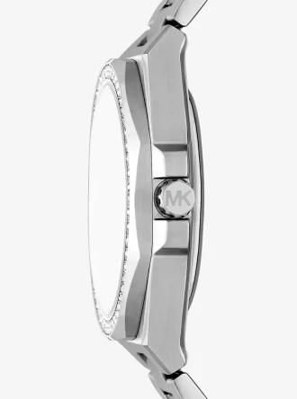 Oversized Callum Pavé Silver-Tone Watch