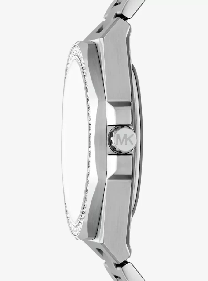 Oversized Callum Pavé Silver-Tone Watch