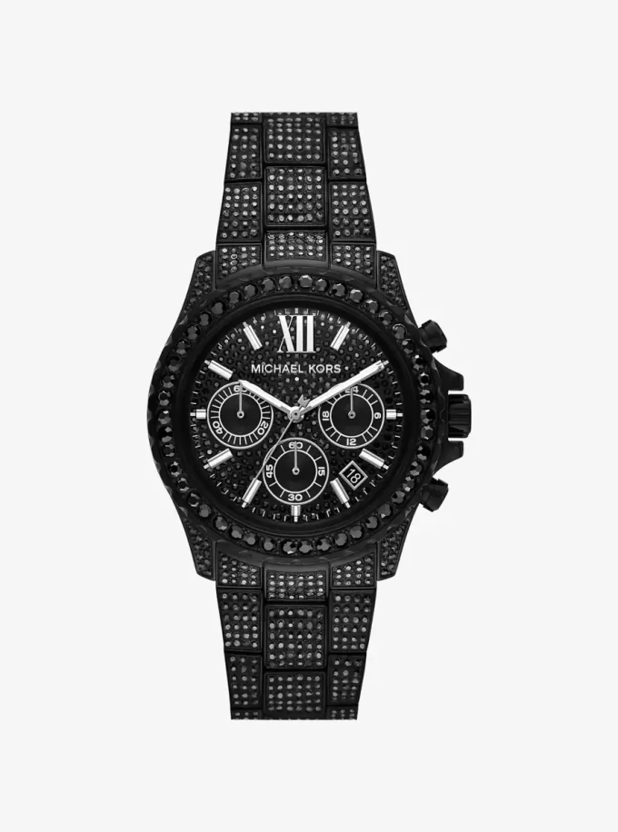 Oversized Everest Pavé Black-Tone Watch Oversized Everest Pavé Black-Tone Watch