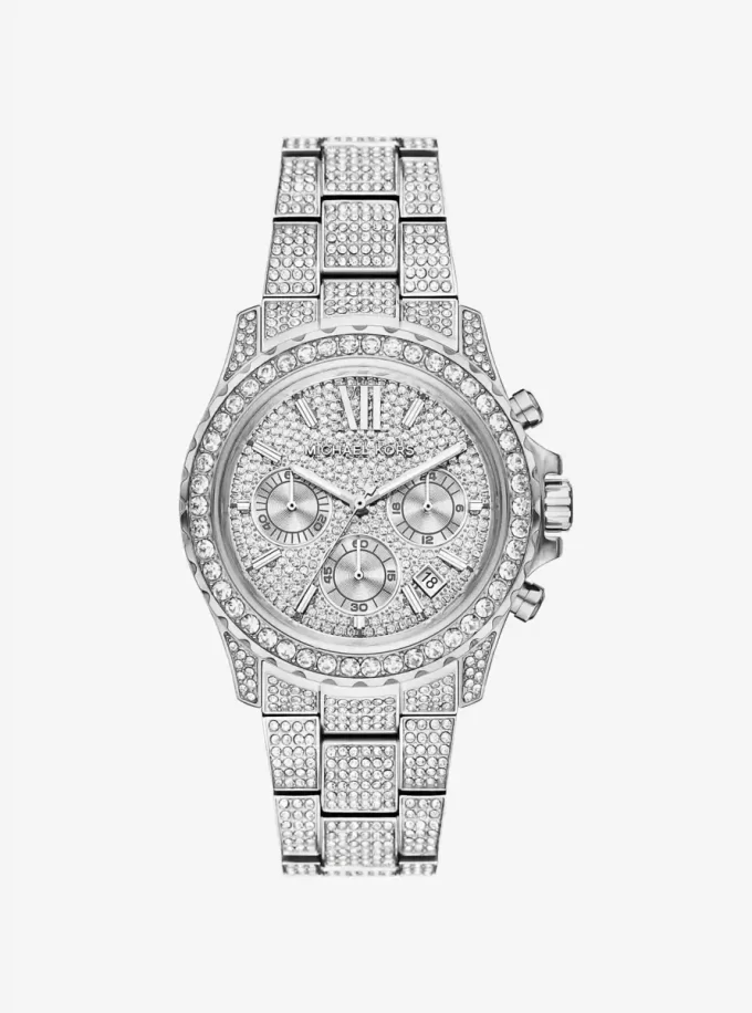 Oversized Everest Pavé Silver-Tone Watch Oversized Everest Pavé Silver-Tone Watch