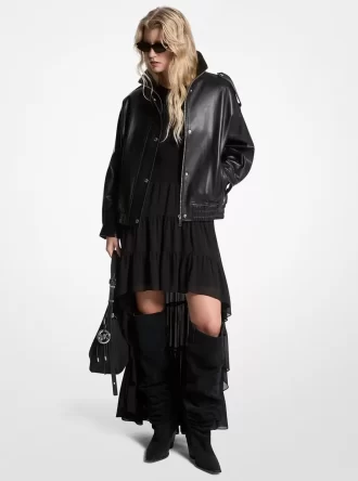 Oversized Leather Blouson Jacket Oversized Leather Blouson Jacket