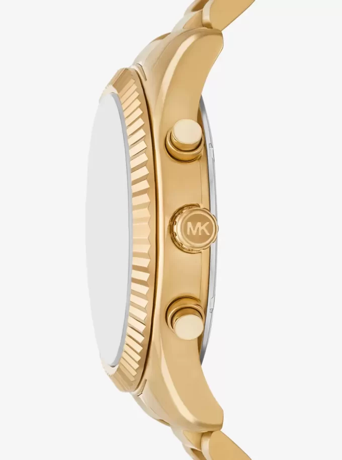 Oversized Lexington Gold-Tone Watch and Crocodile Embossed Leather Card Case Gift Set Oversized Lexington Gold-Tone Watch and Crocodile Embossed Leather Card Case Gift Set