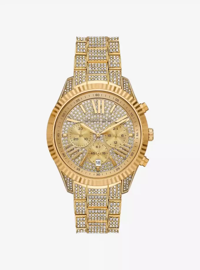 Oversized Lexington Pavé Gold-Tone Watch Oversized Lexington Pavé Gold-Tone Watch