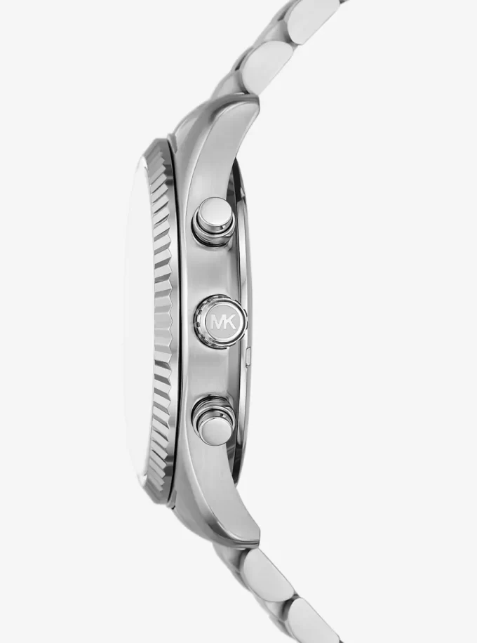 Oversized Lexington Silver-Tone Watch and Crocodile-Embossed Leather Card Case Gift Set Oversized Lexington Silver-Tone Watch and Crocodile-Embossed Leather Card Case Gift Set