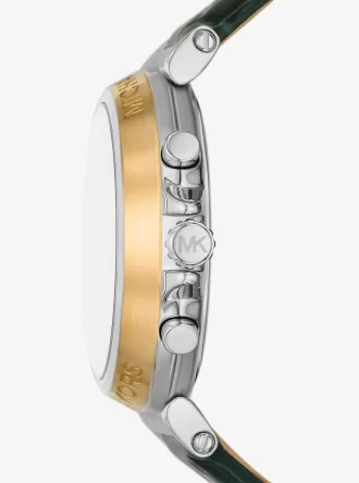 Oversized Maren Silver-Tone and Crocodile Embossed Leather Watch Oversized Maren Silver-Tone and Crocodile Embossed Leather Watch