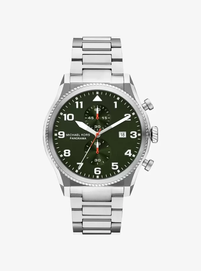 Oversized Panorama Silver-Tone Watch