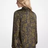 Paisley Print Satin Pajama Shirt