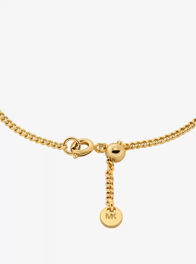 Pavé and Logo Charm Two-Tone Slider Bracelet