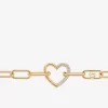 Pavé Heart Curb-Link Bracelet