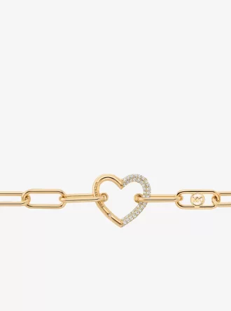 Pavé Heart Curb-Link Bracelet