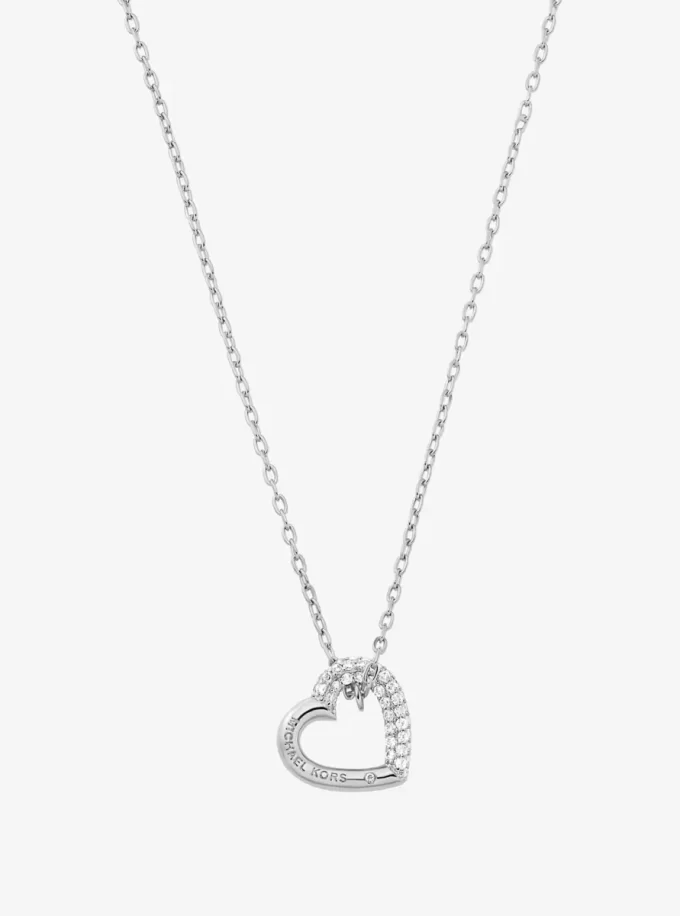 Pavé Heart Curb-Link Necklace Pavé Heart Curb-Link Necklace