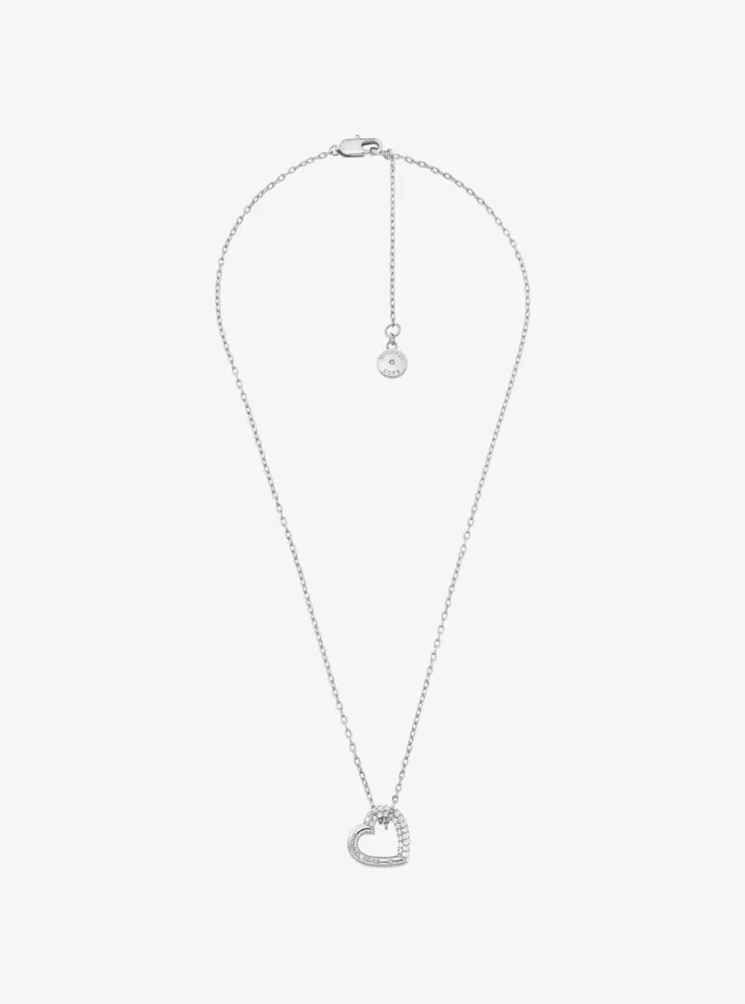Pavé Heart Curb-Link Necklace Pavé Heart Curb-Link Necklace