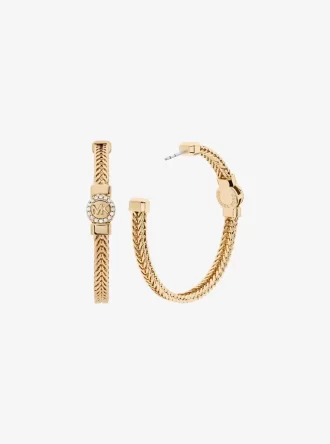 Pavé Logo Foxtail Chain Hoop Earrings